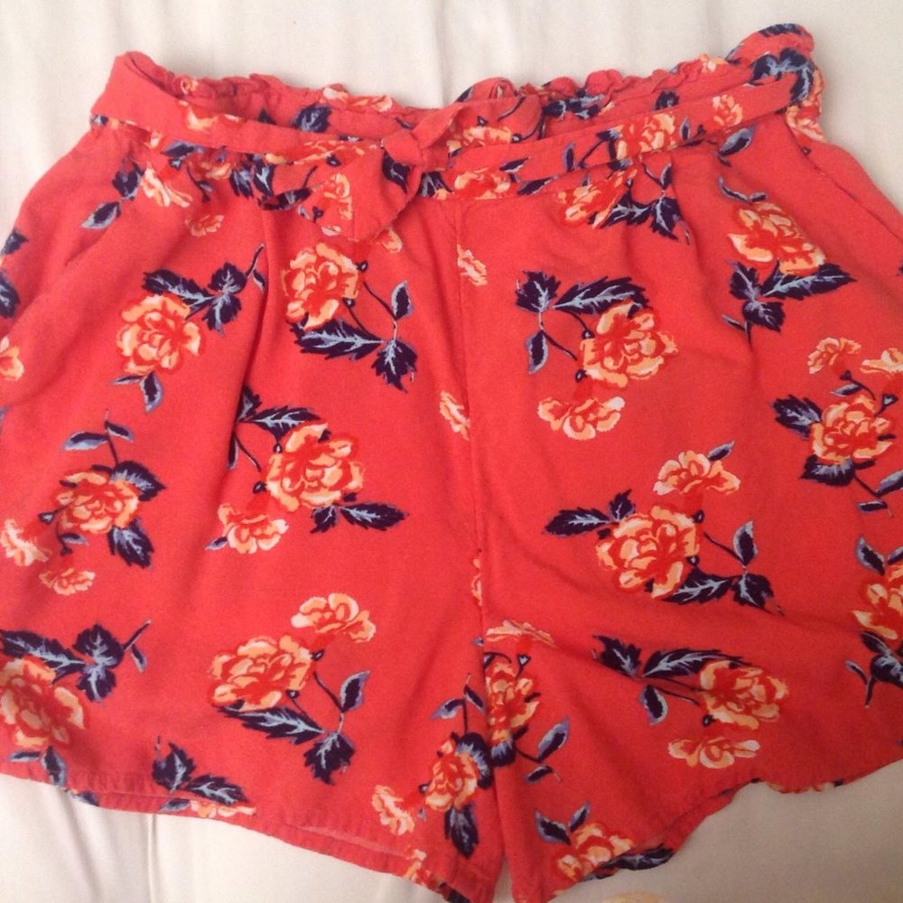 Floral Red Shorts